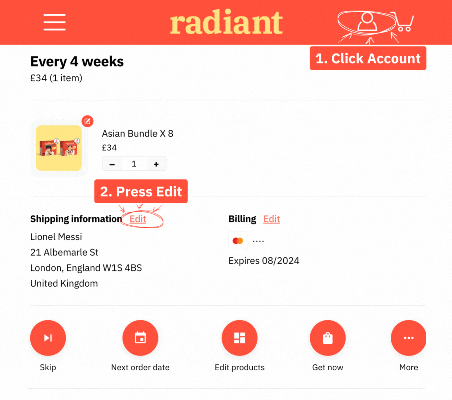 I've moved house's recently, how do I change my shipping address?